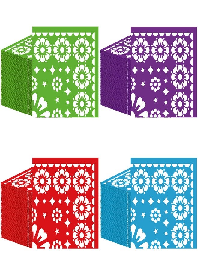 Maniaacer 100 PCS Mexican Fiesta Paper Napkins Mexican Papel Picado Party Napkins Disposable Cinco De Mayo Luncheon Napkins for Fiesta Mayo Taco Birthday Party Supplies,6.5 x 6.5 Inch - Image 1